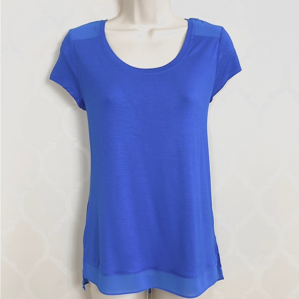 THE LIMITED SHEER PANEL BLUE TEE